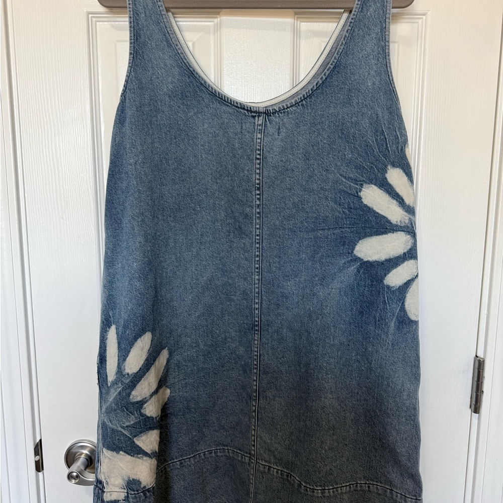 Madewell Shibori Denim Scoopneck Mini Dress EUC Large - Picture 14 of 16